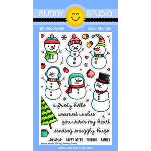 Sunny Studio Stamps Feeling Frosty Snowman Winter Christmas Holiday Snowmen 4x6 Photopolymer Clear Stamp Set