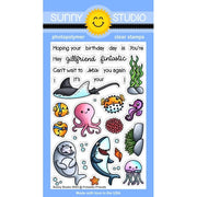 Sunny Studio Fintastic Friends 4x6 Summer Ocean Fish Themed Clear Photopolymer Stamps