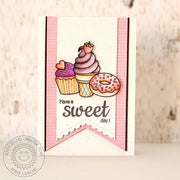Sunny Studio Stamps Have A Sweet Day Ice Cream Cone, Cupcake & Donut Pink Handmade Card (using Sweet Shoppe 4x6 Clear Photopolymer Stamp Set)