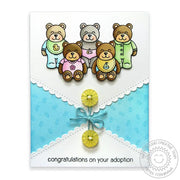 Sunny Studio Stamps Congratulations on Your Adoption Scalloped Baby Bear Card using Fishtail Banner II Metal Cutting Dies
