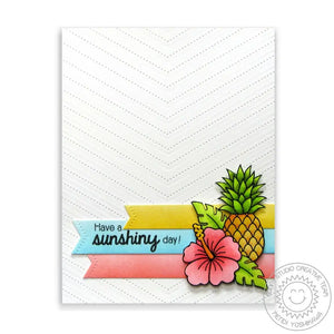 Sunny Studio Stamps Have A Sunshiny Day Tropical Summer Handmade Card with Stitched V Background (using Fishtail Banner II Metal Cutting Dies)