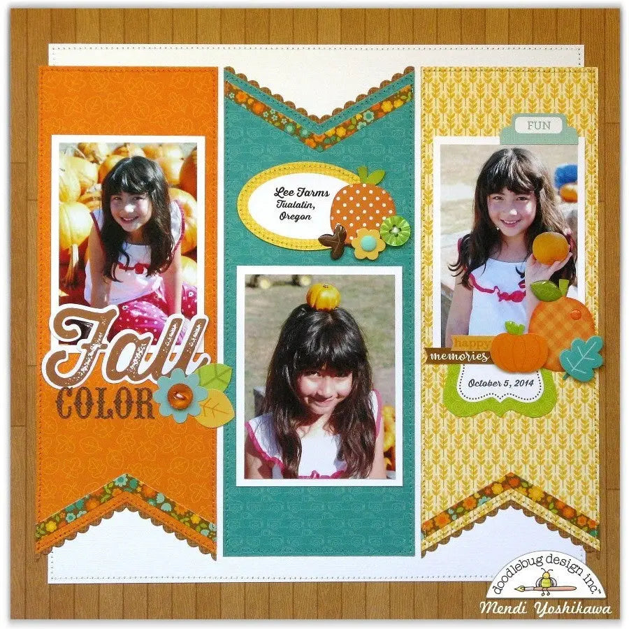 Sunny Studio Stamps Fall Scrapbook Layout Page (using Fishtail Banner II Metal Cutting Dies)