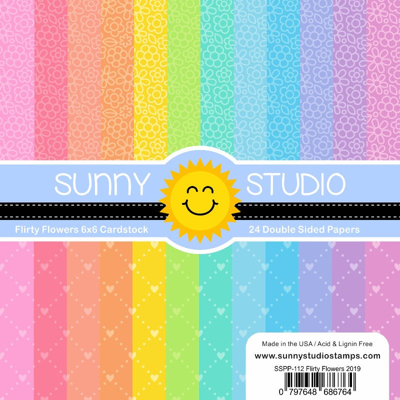 Sunny Studio Flirty Flowers 6x6 Patterned Paper Pack with 24 double-sided sheets of 65 lb. Cardstock