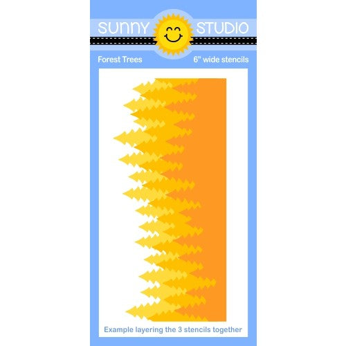 Sunny Studio Stamps Forest Trees 6" Wide Layering Stencil Trio 3-Pack