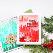 Sunny Studio Stamps Snowflake with Fir Trees Holiday Christmas Cards (using Forest Trees 6" Layering Stencils)