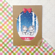 Sunny Studio Stamps Foxy Christmas Fox Winter Card with Stitched Ovals & Rustic Winter Dies