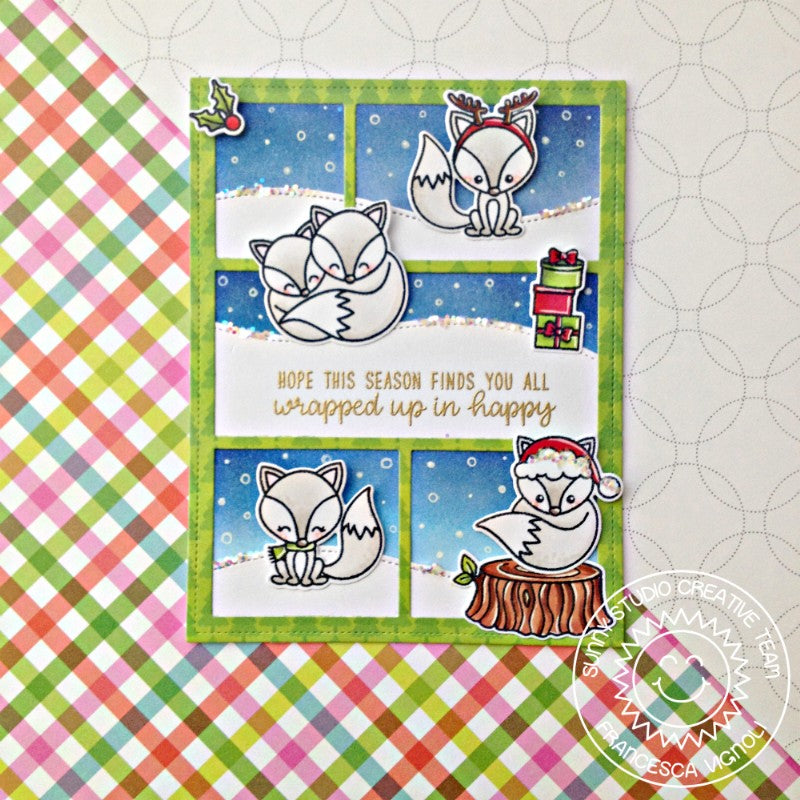 Sunny Studio Stamps Foxy Christmas Comic Strip Style Fox Holiday Card by Franci