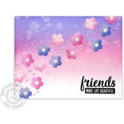 Sunny Studio Stamps Friends & Family Pink & Lavendar Scattered Flowers Card