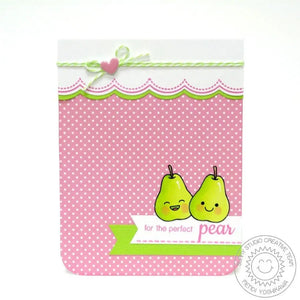 Sunny Studio Stamps Fresh & Fruity Pink Polka-Dot For the Perfect Pear Scalloped Couple Pair Card