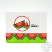 Sunny Studio Stamps Punny Thanks A Melon Watermelon Thank You Card with Scalloped Border using Sunny Borders Cutting Dies