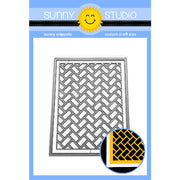 Sunny Studio Stamps Frilly Frames Herringbone Parquet A2 Background Backdrop Stitched Metal Cutting Dies