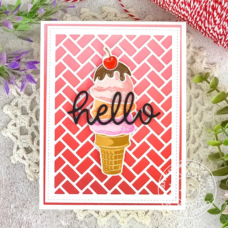 Sunny Studio Stamps Triple Scoop Layered Ice Cream Cone Summer Card by Angelica Conrad (using Two Scoops 4x6 Clear Photopolymer Stamp Set)