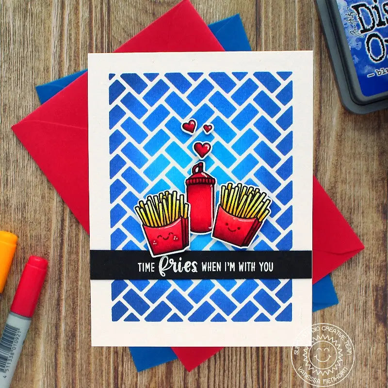 Sunny Studio Stamps Time Fries When I'm With You French Fries with Ketchup Handmade Card (using Fast Food Fun 4x6 Clear Photopolymer Stamp Set)
