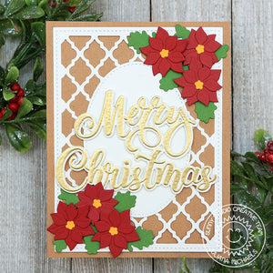 Sunny Studio Stamps Classic Poinsettia Handmade Holiday Christmas Card (using Stitched Ovals Metal Cutting Dies)