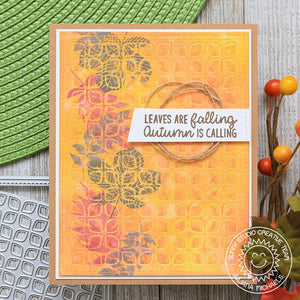 Sunny Studio Stamp Leaves are Falling Autumn is Calling Elegant Leaves Embossed Fall Card using Frilly Frames Retro Petals Die 