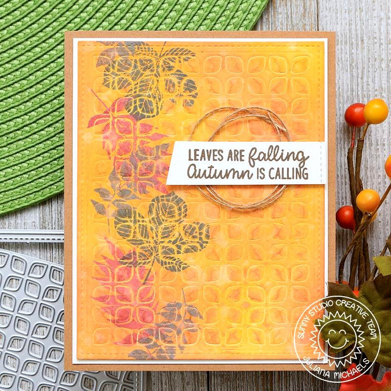 Sunny Studio Stamps Elegant Leaves Autumn Fall Embossed Card with Textured Stamping