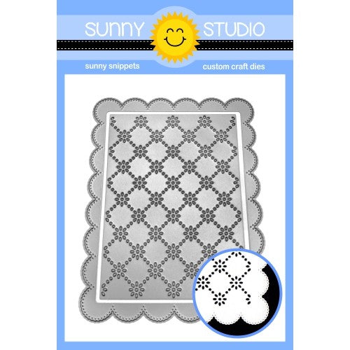 Sunny Studio Stamps Frilly Frames Eyelet Lace 2-piece Daisy Scalloped Background Metal Cutting Dies