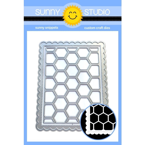Sunny Studio Stamps Frilly Frames Hexagon Stitched Scalloped Rectangle Honeycomb Metal Cutting Dies