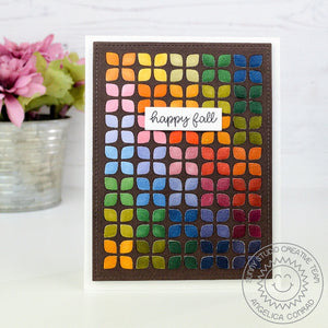 Sunny Studio Stamps Rainbow Graphic Flower Fall Card (using Frilly Frames Retro Petals Background metal cutting die)