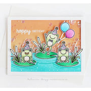 Sunny Studio Stamps Froggy Friends Hoppy Birthday Party Punny Frog Shaker Card by Melania Deasy