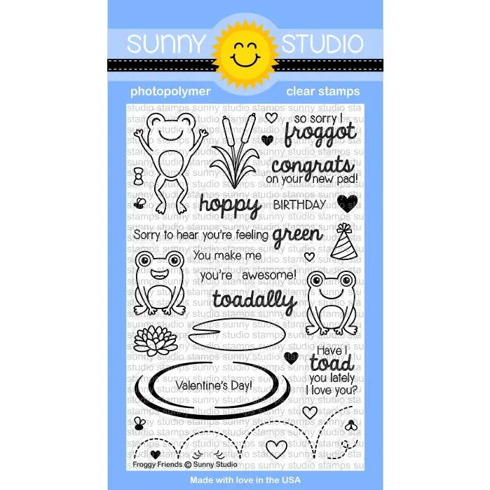 Sunny Studio Stamps Froggy Friends 4x6 Frog Photo-Polymer Clear Stamp Set