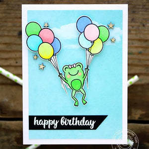 Sunny Studio Stamps Froggy Friends Frog Birthday Card Floating with Two Balloon Bouquets