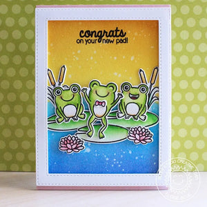 Sunny Studio Congrats on your new pad New Home Frog Themed Card (using Froggy Friends 4x6 Clear Stamps)
