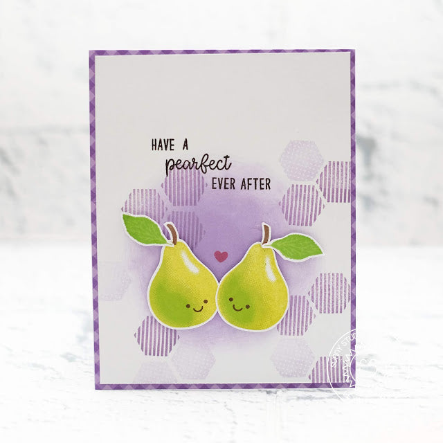 Sunny Studio Stamps Fruit Cocktail Lavender Perfect Pear Pair Card