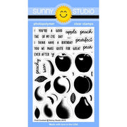 Sunny Studio Stamps Fruit Cocktail 4x6 Photopolymer Stamp Set with Layering Pear, Peach & Apple