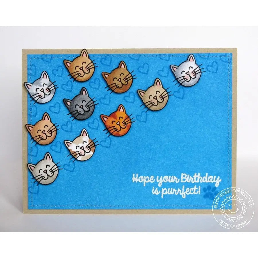 Sunny Studio Stamps Furever Friends Purrfect Birthday Kitty Cat Faces Card