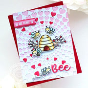Sunny Studio We Are Meant To Bee Punny Bumblebee & Beehive Valentine's Day Card (using Just Bee-cause 2x3 Clear Stamps)