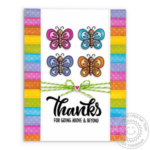 Sunny Studio Stamps Polka-dot Rainbow Striped Butterfly Butterflies Thank You Card (using Spring Fever 6x6 Paper Pad)