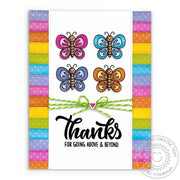 Sunny Studio Stamps Bugs & Kisses Rainbow Striped Butterfly Thank You Card (using Ribbon & Lace Border Slimline Dies)