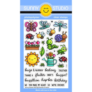 Sunny Studio Garden Critters Spring Bugs Layering 4x6 Clear Photopolymer Stamps SSCL-348