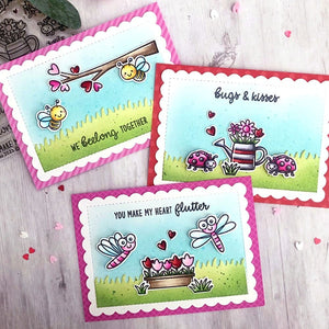 Sunny Studio Punny Bugs Kids Scalloped Valentine's Day Card Set (using Garden Critters 4x6 Clear Stamps)