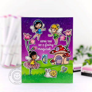 Sunny Studio Hoping Your Day is Magical Colorful Fairies Handmade Card (using Garden Fairy 4x6 Clear Stamps)