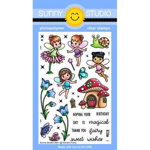 Sunny Studio Stamps Garden Fairy 4x6 Spring Fairies Clear Photopolymer Stamp Set for Cardmaking & Paper Crafts