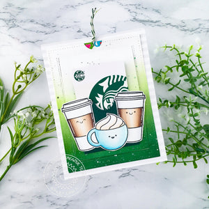 Sunny Studio Stamps Starbucks Coffee Cups & Mugs Pop-up Interactive Card with Gift Card Pocket (using Sliding Window Dies)