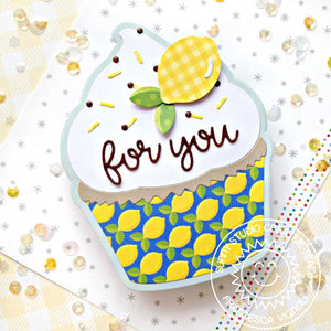Sunny Studio Stamps For You Lemon Cupcake Card (using Cupcake Shape Metal Cutting Dies)