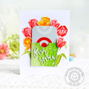 Sunny Studio Stamps "For You" Tulips & Daffodils Spring Handmade DIY Greeting Card using Gift Card Pocket Metal Cutting Dies