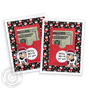 Sunny Studio Merry Moo-la Christmas Cash Punny Cow Gift Card Pocket Handmade Cards (using Miss Moo 2x3 Clear Stamps)