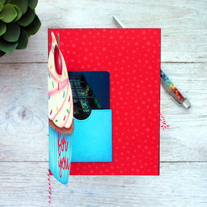 Sunny Studio Stamps  For You Over-sized Cupcake with Cherry Card (using Gift Card Pocket Dies)-Inside View