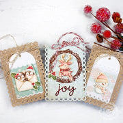 Sunny Studio Snowman, Reindeer & Penguin Kraft Scalloped Christmas Holiday Gift Tags (using Mini Mat & Tag 2 Cutting Dies)