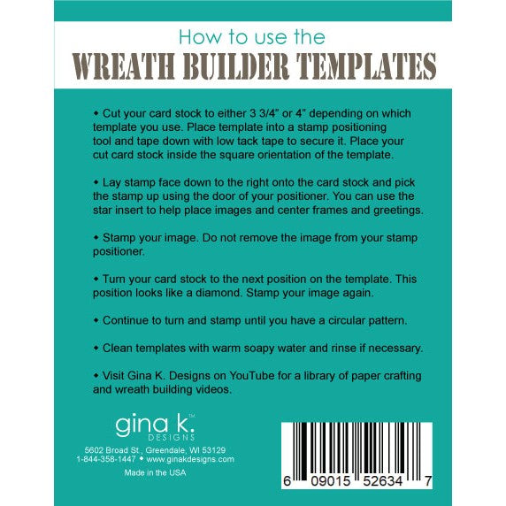 Sunny Studio Stamps: Shop Gina K. Designs New & Improved Wreath Builder Templates Package Back