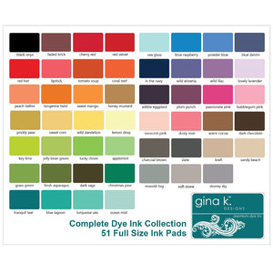 Gina K Designs Premium Dye Ink Pad 51 Color Chart Comparison with Lemon Drop