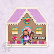 Sunny Studio Stamps Gingerbread Girl Shaped Holiday Christmas Card (using Gingerbread House Metal Cutting Dies)