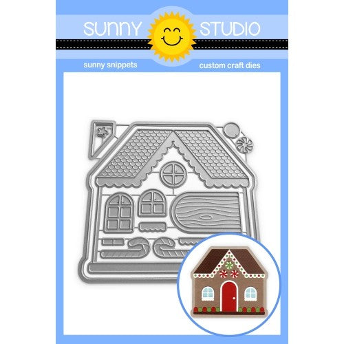 Sunny Studio Stamps Scalloped Gingerbread House Christmas Holiday Metal Cutting Dies with Candy Canes, peppermint, windows, door & chimney