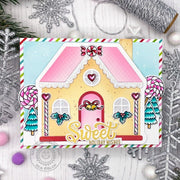 Sunny Studio Stamps Sweet Holiday Wishes Candy Christmas Card (using Gingerbread House Metal Cutting Dies)