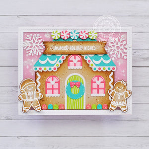 Sunny Studio Stamps Sweet Holiday Wishes Gingerbread House  Christmas Card (using Icing Border Metal Cutting Dies)