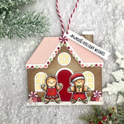 Sunny Studio Gingerbread Girl & Boy House Shaped Holiday Gift Tags (using Christmas Cookies 2x3 Clear Stamps)